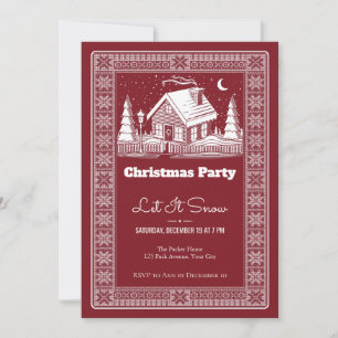 Convite de festa de Natal da chaminé da cabana nev