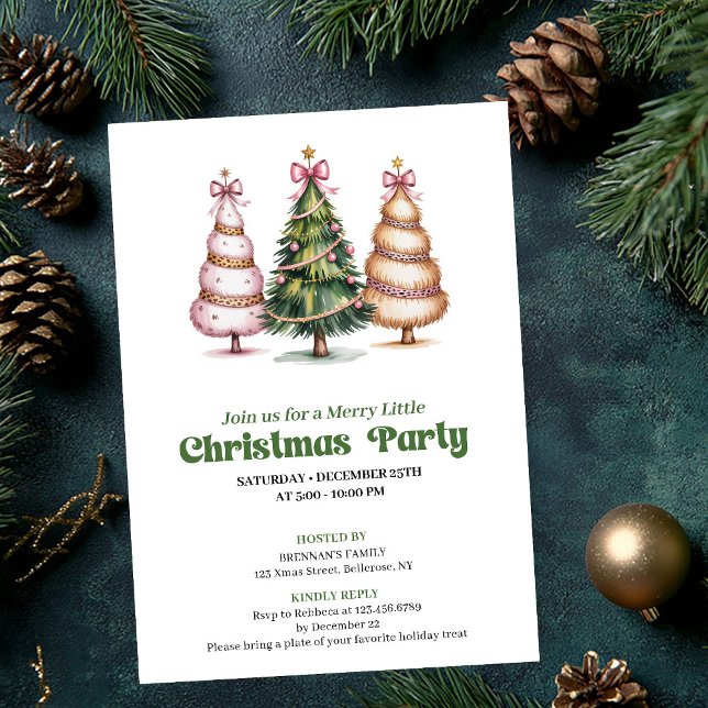 Convite de festa de Natal de árvore de leopardo ch (Modern chic leopard Christmas tree party invite)