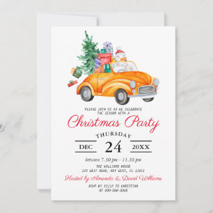 Convite de festa de Natal de Caminhão Aquarela Rús