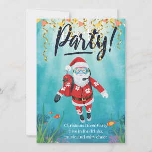 Convite de Festa de Natal de Mergulhador Subaquáti