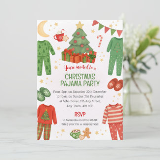 Convite de festa de Natal de pijama para crianças