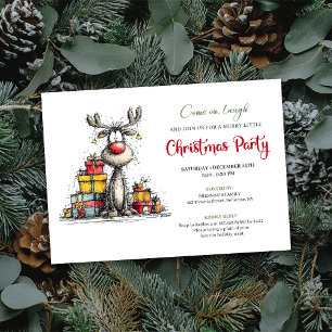 Convite de festa de Natal de rena caprichosa cláss