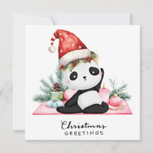 Convite de festa de Natal de Yoga com Panda de San