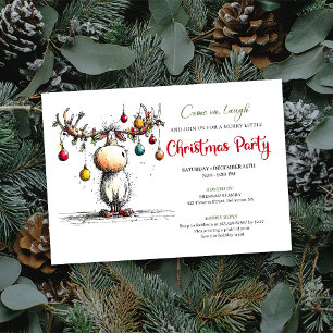 Convite de festa de Natal divertido com rena festi