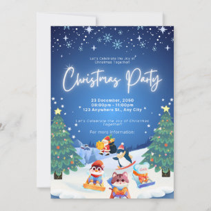 Convite de Festa de Natal do Boneco de Neve Fofo