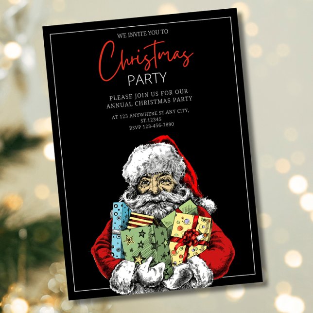 Convite de Festa de Natal do Papai Noel Minimalist (Criador carregado)