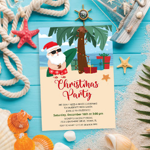 Convite de festa de Natal do Papai Noel Tropical