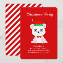 Convite de festa de Natal do urso polar de Natal e