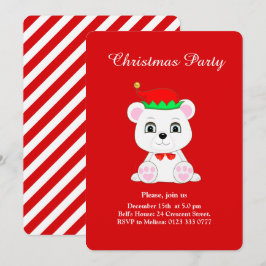 Convite de festa de Natal do urso polar de Natal e