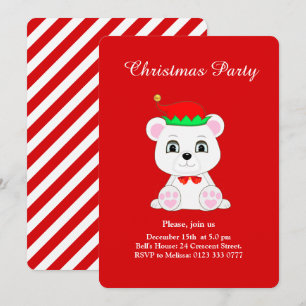 Convite de festa de Natal do urso polar de Natal e