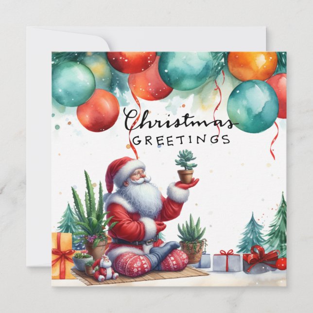 Convite de festa de Natal do Yoga com Santa Claus (Frente)