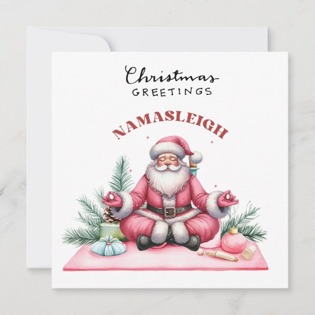 Convite de festa de Natal do Yoga Papai Noel Posan (Frente)