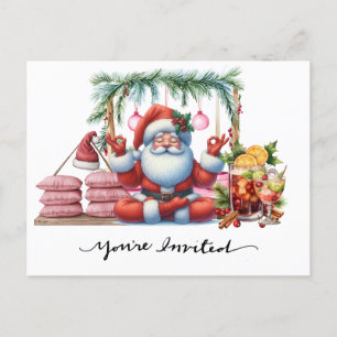 Convite de festa de Natal do Yoga Papai Noel Posan