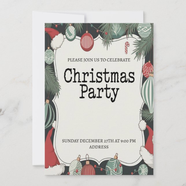 Convite de Festa de Natal Elegante e Alegre (Frente)