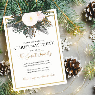 Convite de Festa de Natal Elegante Pinheiro Branco