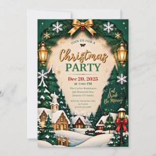 Convite de Festa de Natal Elegante Vintage