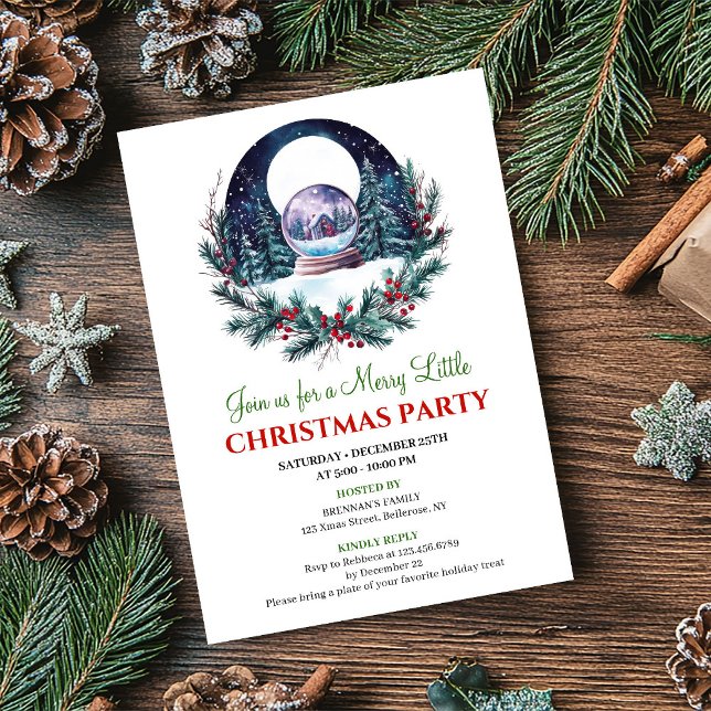 Convite de Festa de Natal em Aquarela Cena Minimal (Minimalist Christmas Scene Watercolor Party Invite)
