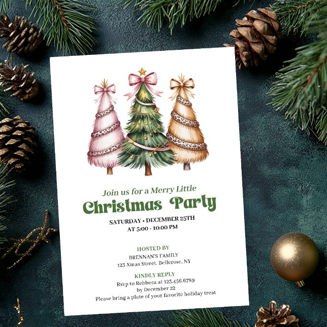 Convite de festa de Natal em árvore de leopardo do (Boho gold leopard Christmas tree party invitation)