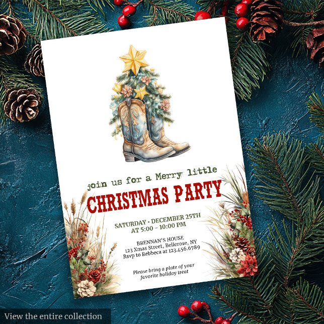 Convite de festa de Natal em casa de fazenda rústi (Rustic farmhouse Christmas party invitation printable

)