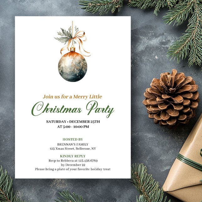 Convite de Festa de Natal em Cores Terrosas da Coz (Cozy Earthy Colors Christmas Tree Party Invitation)