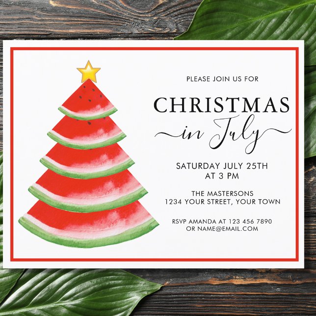 Convite de festa de Natal em Julho com melancia ec (Criador carregado)