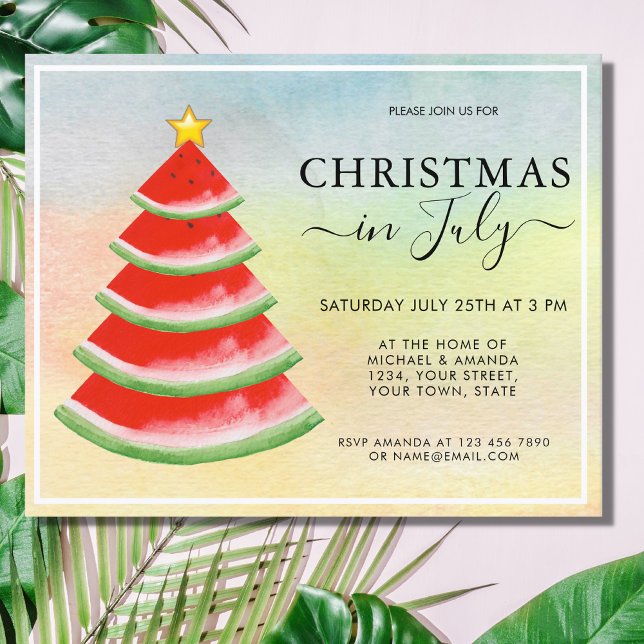 Convite de festa de Natal em julho de melancia eco (Criador carregado)