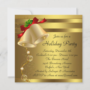 Convite de festa de Natal em ouro elegante