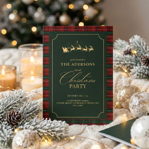 Convite de festa de Natal em Xadrez Tártan Elegant