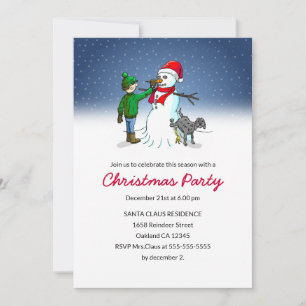 Convite de Festa de Natal Faça um Boneco de Neve