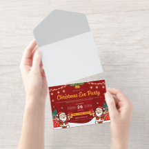 Convite de Festa de Natal Festivo com Papai Noel 