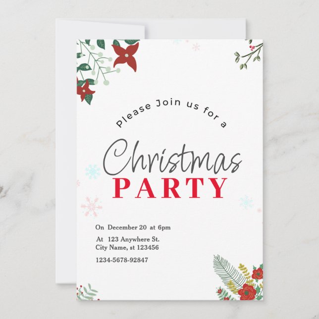Convite de Festa de Natal Festivo com Verdor (Frente)