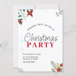 Convite de Festa de Natal Festivo com Verdor