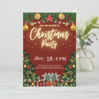 Convite de Festa de Natal Festivo Elegante