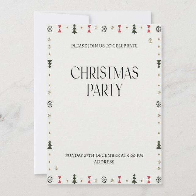 Convite de Festa de Natal Festivo Elegante e Feliz (Frente)