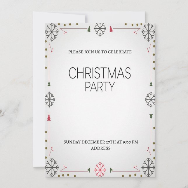 Convite de Festa de Natal Festivo Elegante e Feliz (Frente)