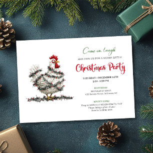Convite de Festa de Natal Galinha Aquarela Engraça