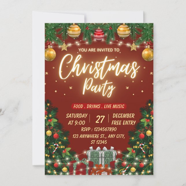 Convite de Festa de Natal Gótico Imprimível (Frente)