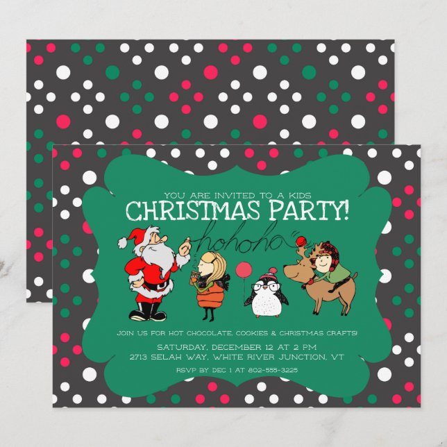 Convite de Festa de Natal Infantil Caprichosa (Frente/Verso)