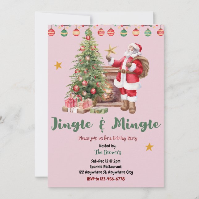 Convite de Festa de Natal Jingle And Mingle (Frente)
