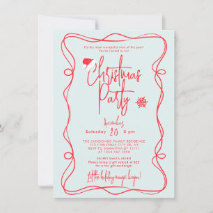 Convite de festa de Natal manuscrito azul