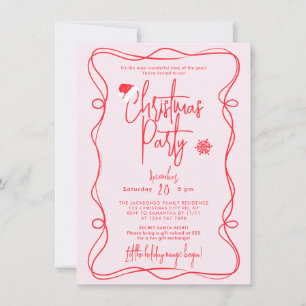 Convite de festa de Natal manuscrito rosa