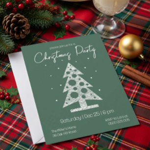 Convite de Festa de Natal Moderna Verde e Branca
