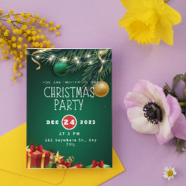 Convite de Festa de Natal Moderno Verde Vermelho