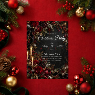 Convite de festa de Natal Rosa Gótica