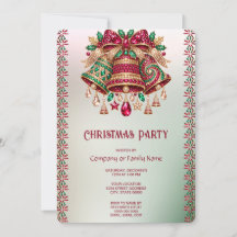 Convite de Festa de Natal Sininhos Ornamentados co