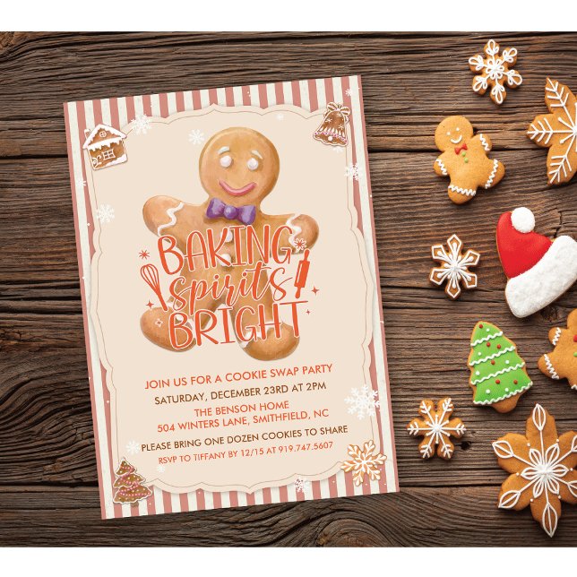 Convite de Festa de Natal Troca de Biscoitos Vinta (Criador carregado)