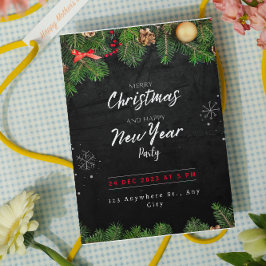 Convite de festa de Natal verde e preto