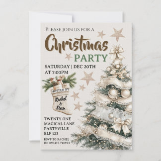 Convite de festa de Natal vintage branco