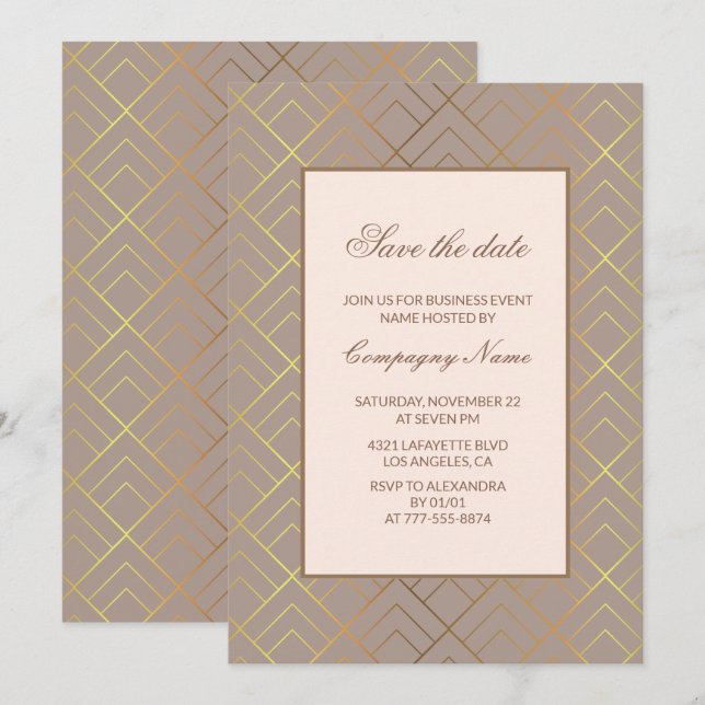 Convite de festa de negócios elegante salvar a dat (Frente/Verso)