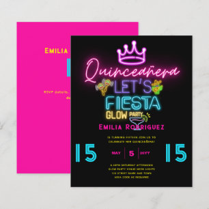 Convite de festa de Neón para QUINCEAÑERA Glow Par